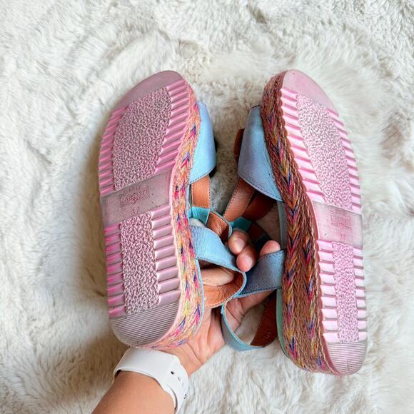 L'Artiste Spring Step‎ Sandals Wedges Tempest Blue Floral Festival Size 37 - Picture 6 of 8